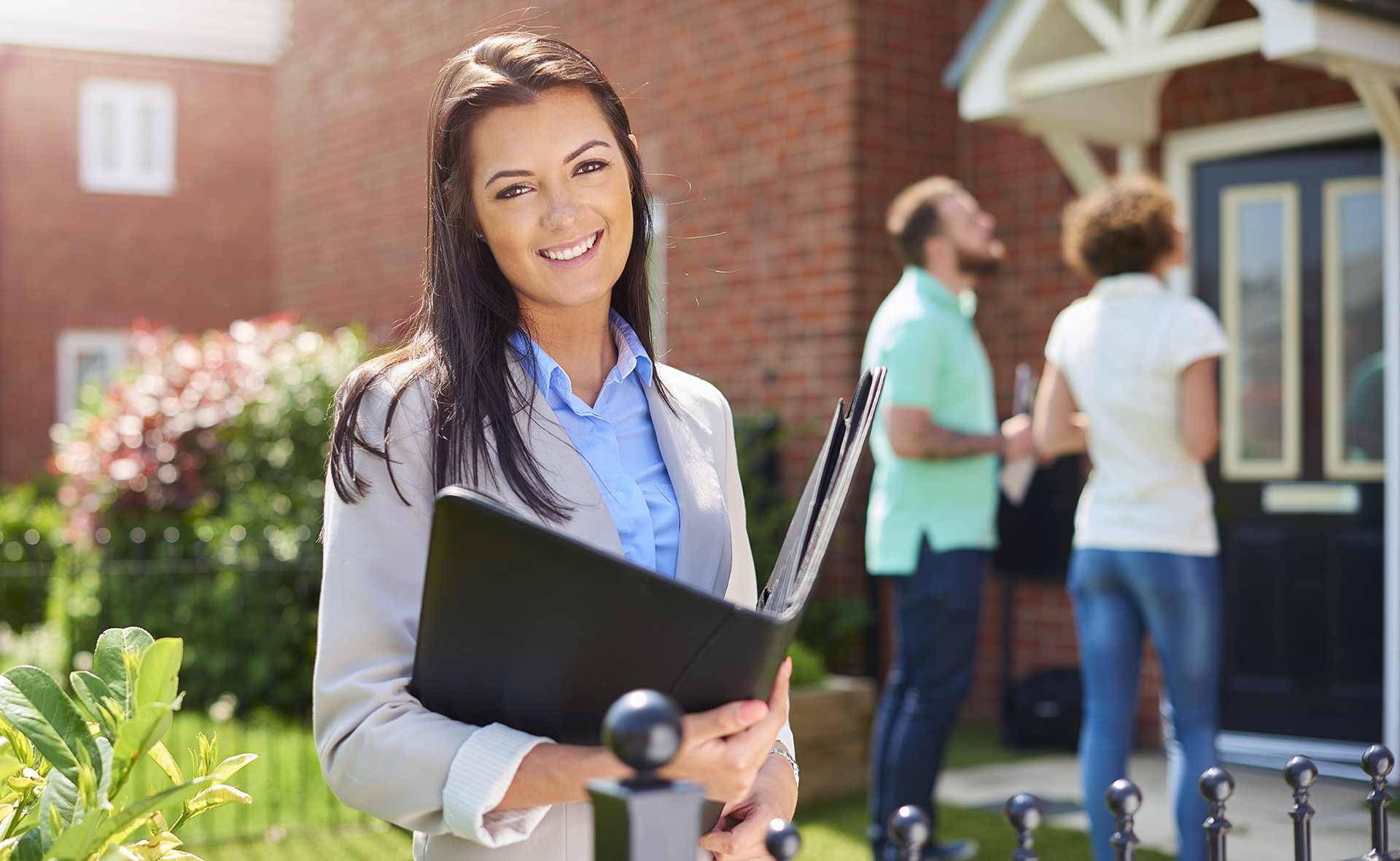 Realtor showing a house